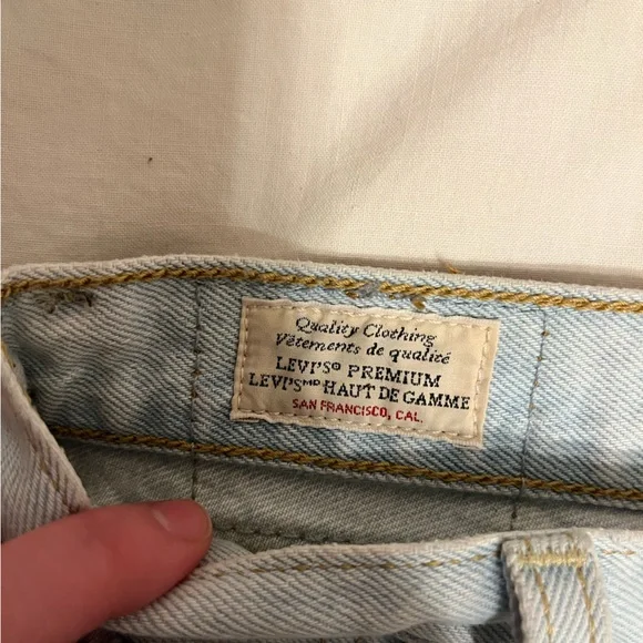 Levi's Light Blue Ripped Straight Ankle  Jeans - Picture 3 of 5